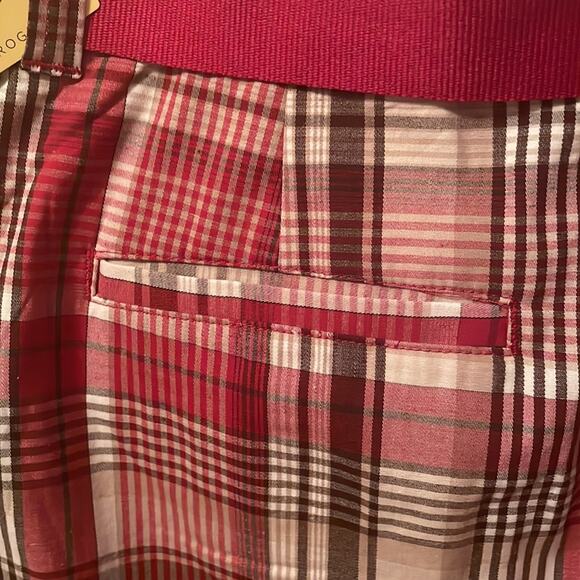 Women’s shorts by Kim Rogers size 16, NWT Red White, Taupe, Brown Plaid - Picture 3 of 11
